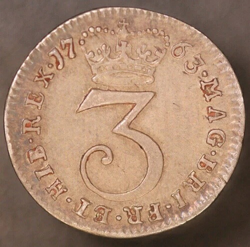 1763年 イギリス ジョージ3世 3ペンス LOT AA-4648