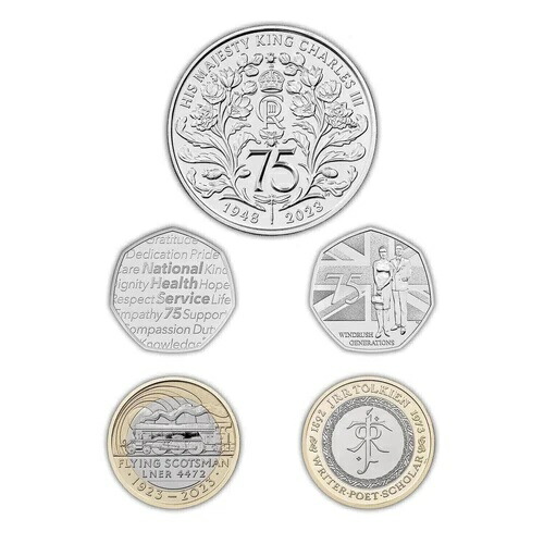 英国 2023年 ブリリアント 未流通記念コイン5枚セット チャールズ3世 51,480円