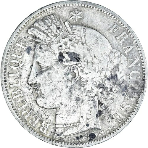 [#374039] コイン、フランス、セレ、5 フラン、1849 年、ストラスブール、VF、シルバー、KM:761.2｜WORLD RESOURCE【QUEEN店】