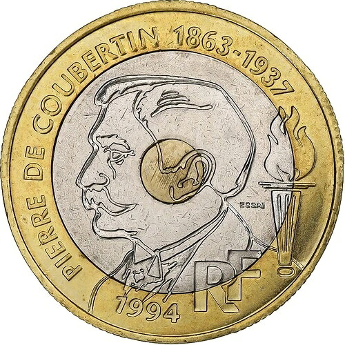 [#1275625] フランス、20 フラン、ピエール・ド・クーベルタン、1994 年、MDP、ESSAI、Tri-Metalli