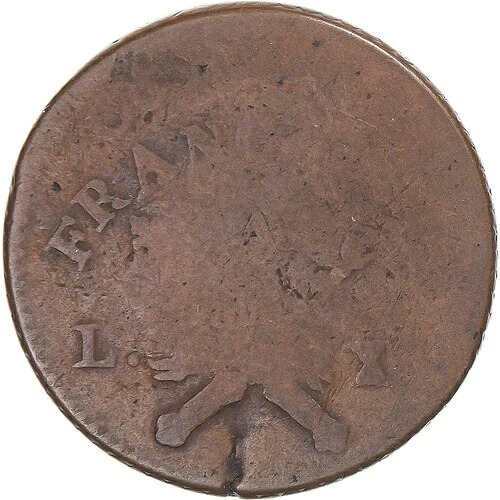 [#344918] コイン、グアドループ、ルイ15世、1/4エスカリン、1793年、パリ、カウンターマーク、R