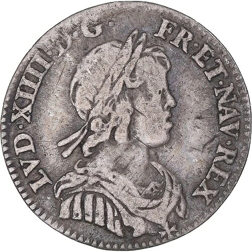 [#341436] コイン、フランス、ルイ 14 世、1/12 エキュ・ア・ラ・メッシュ・コート、1644 年、パリ、VF