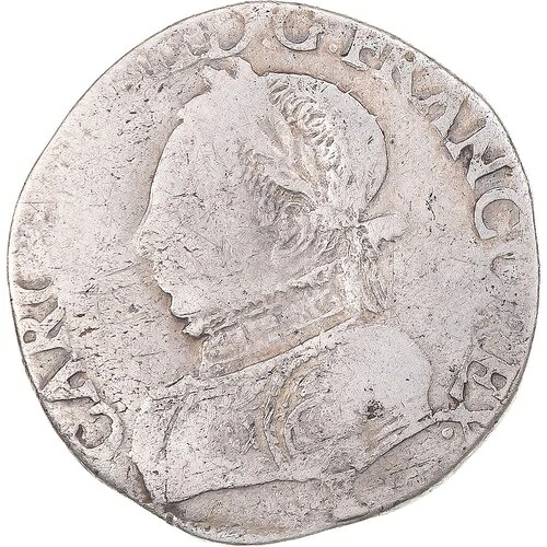 [#344390] コイン、フランス、シャルル 9 世、Teston aux 2 C couronn?s、1562 年、ラ ロッシュ、イリノイ州
