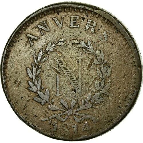 [#11101] コイン、フランス領、アントワープ、10サンチーム、1814年、アントワープ、VF、Bro、nze 59,290円