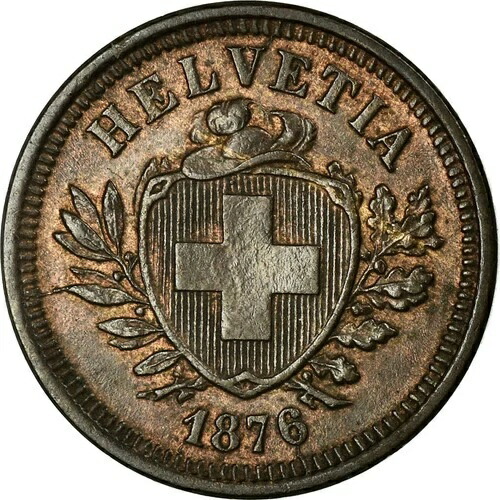 [#33289] コイン、スイス、ラッペン、1876年、ベルン、AU、ブロンズ、KM:3.1