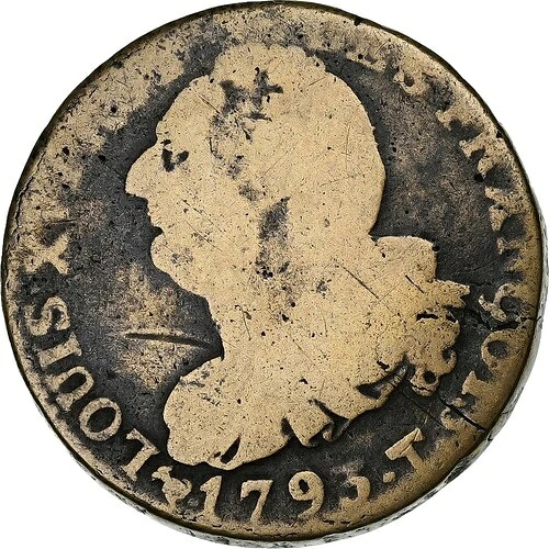 [#1277680] フランス、ルイ16世、6デニール、1793年/AN 5、ナント、銅、VF、ガドゥール