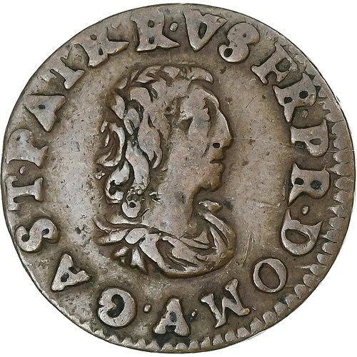 [#348587] ドンベ公国、ガストン・ドルレアン、デニエ・トゥルノワ、1649年、トレフ、