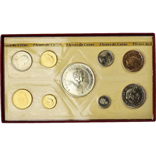 [#1146220] モナコ、レーニエ3世、セット10 c. - 50 frs.、1976年、MDP、s?rie FDC、MS