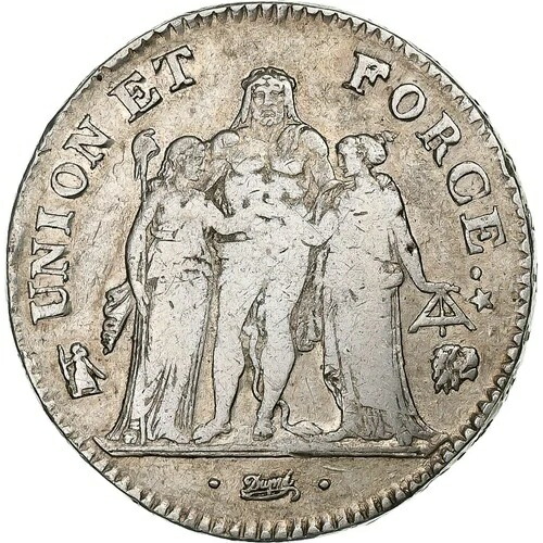 [#1201213] フランス、5フラン、ユニオン・エ・フォース、AN 7、バイヨンヌ、シルバー、VF、KM:639.6
