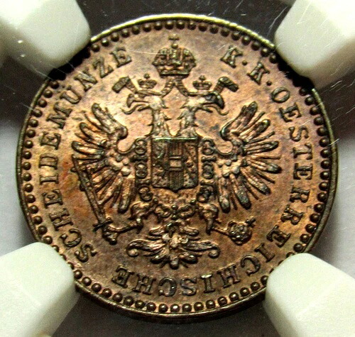 オーストリア 5/10 クロイツァーコイン 1885 KM#2184 NGC MS 63 RB ラージイーグル