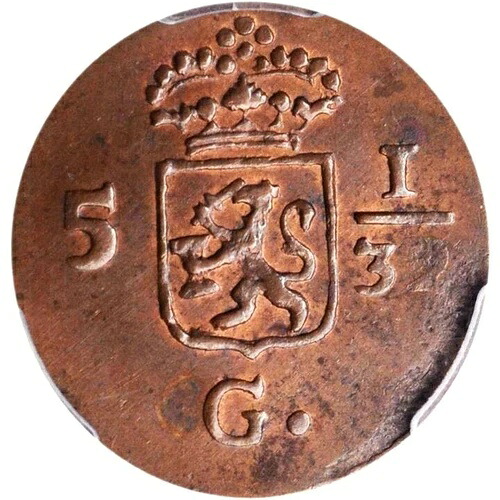 1806年 オランダ領東インド 1/2 デュイット バトビア共和国 PCGS MS 63 1 良品 @ PCGS