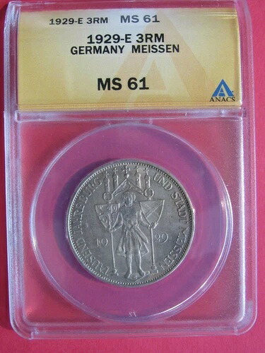 1929-E 3RM ドイツ マイセン「ANACS MS 61」