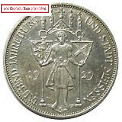 ワイマール マイセン 1000周年記念 3マルク銀貨 1929E EF