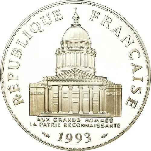 [#754053] 、フランス、パンテオン、100フラン、1993年、パリ、プルーフ、MS、Sil、ver