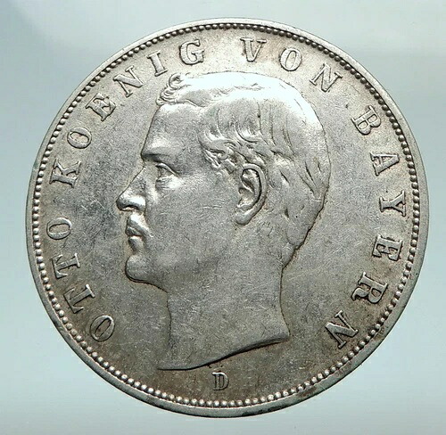1909年 ドイツ ドイツ諸州 バイエルン オットー王 銀貨 3マルク 鷲付き i80320