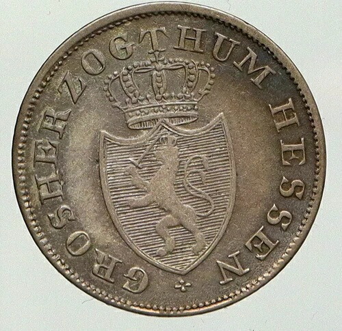 1833年 ドイツ領 ヘッセン国王 ルートヴィヒ1世 ヴィンテージ アンティーク 6クロイツァー i92975