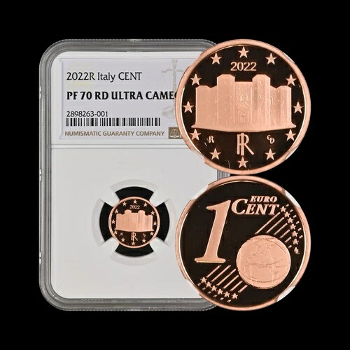 イタリア。 2022、1ユーロセント、R - NGC PF70 - トップポップ??カステルデルモンテ、プーリア