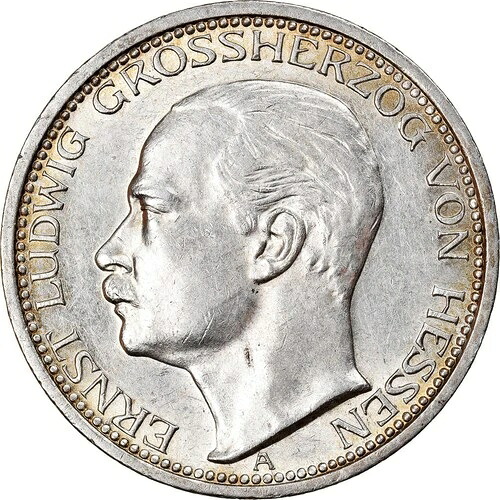 [#907399] ヘッセン大公国、エルンスト・ルートヴィヒ、3 マルク、1910 年、ベルリン、シルバー、MS