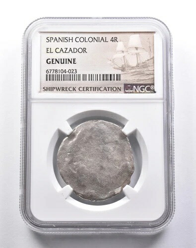 純正エルカザドール スペイン植民地4リアールズNGC難破船認証* 3678-画像