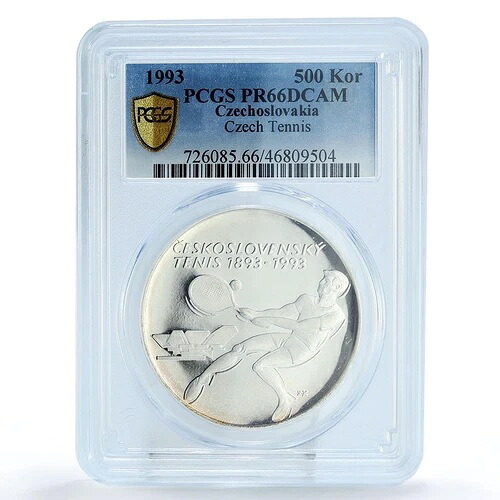 チェコスロバキア 500コルナ チェコテニス100周年記念 PR66 PCGS 銀貨 1993年