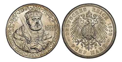 ドイツの聖ザクセン=ワイマール=アイゼナハ。 ヴィルヘルム・エルンスト 1908 AR 5 マーク PCGS MS66。 J-161-｜WORLD RESOURCE【QUEEN店】 213,950円