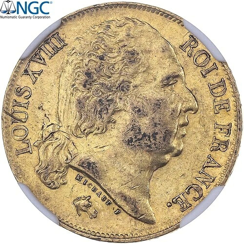 [#1067770] フランス、ルイ18世、20フラン、1818年、リール、金貨、NGC、AU58、ガドゥリー