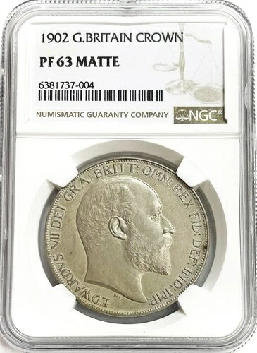 1902年 マットプルーフ イギリス 1 クラウン キング エドワード 7世 コイン NGC PF 63 マット