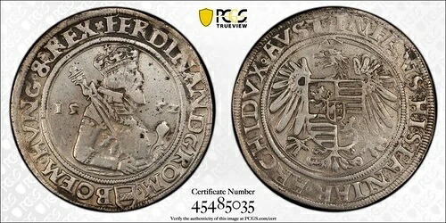 1552年オーストリア・ターレル、フェルディナンド1世 - Dav #8046 - PCGS EF詳細、希少発行｜WORLD RESOURCE【QUEEN店】