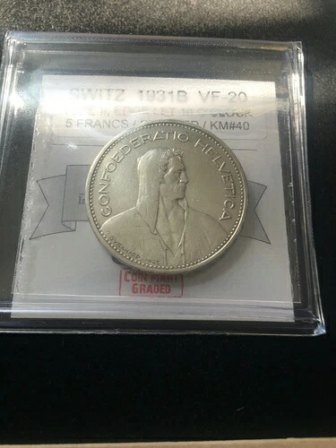 1931B タイプ II、スイス、5 フラン、Coin Mart グレード**VF-20 クリーニング済み** KM# 40｜WORLD RESOURCE【QUEEN店】