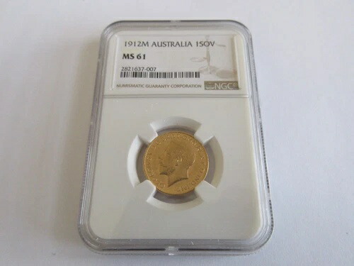 1912M、オーストラリア、1Sov、NGC、MS 61