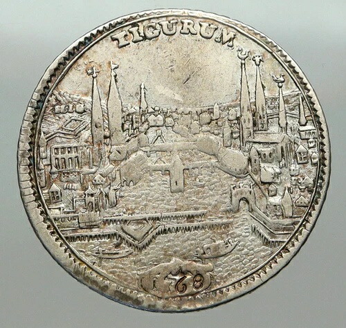 1768年 スイス チューリッヒ州 オールドライオン 1/2ターラー銀貨 i84958