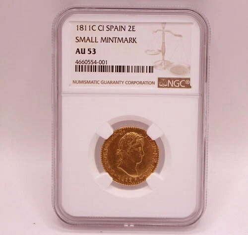1811C CI スペイン 2E スモールミントマーク AU 53 NGC 金貨 フェルディナンド7世