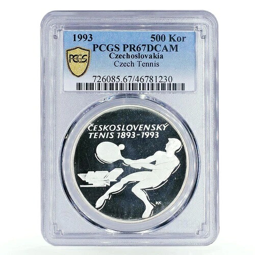 チェコスロバキア 500 コルン チェコテニス百年 PR67 PCGS シルバーコイン 1993-