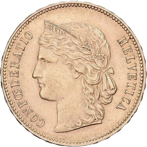 [#639329] スイス、20フラン、1895年、ベルン、金、AU(50-53)、KM:31.3