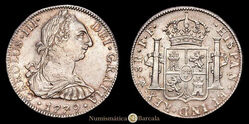 カルロス 3 世 8 レアル (27,01g) 1779 メキシコ エンサヤドール F・F アウレオ y カリコ-1118 M