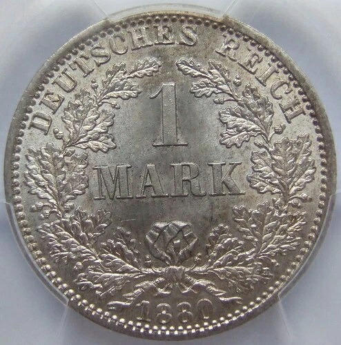 ドイツ帝国 1 マーク 1880 A コイン 未使用 PCGS MS64