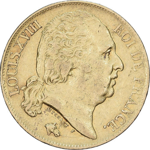 [#639393] フランス、20フラン、1820年、ペルピニャン、金、EF、ガドゥリー:1028