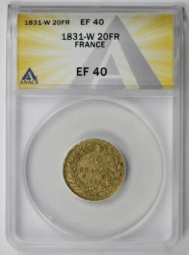 1831年 -Wフランスゴールド20フランXF EF40ANACS-