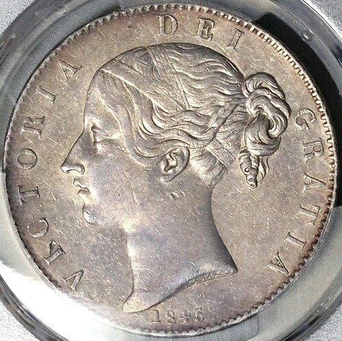 1845年 PCGS AU ヴィクトリア王冠 グレートブリテン 5シリング銀貨 (22110202C)|WORLD RESOURCE【QUEEN店】