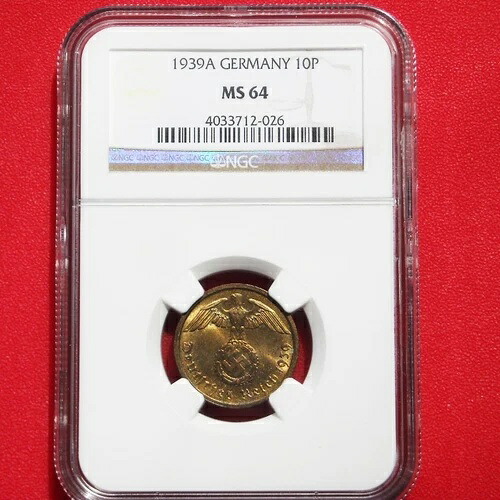 NGC MS-64 ナジ・スワスティカ 1939-A 10 ReichsPfennig Coin-ドイツ 第3位 リッチミント!!-｜WORLD RESOURCE【QUEEN店】 245,850円