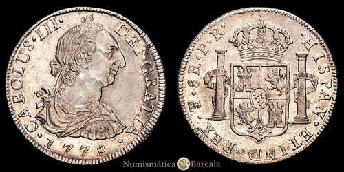 カルロス3世 8リール(26,79g)1778ポトシエンサヤドールP・Rオーレオイ Calic?-1175 E-