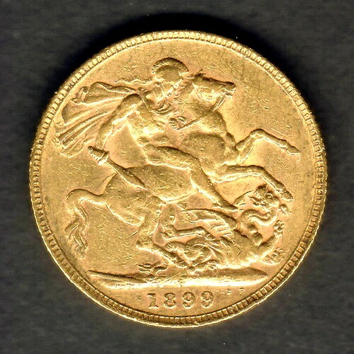 オーストラリア。1899年パース - ソブリン金貨。一部光沢仕上げ - VF/gVF｜WORLD RESOURCE【QUEEN店】