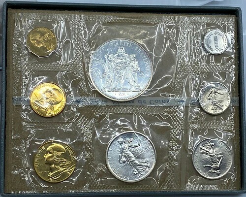 1969 フランス HERCULES 10 5 1 FRANCS & サンタイム 8 コイン セット 2 はシルバー i114514