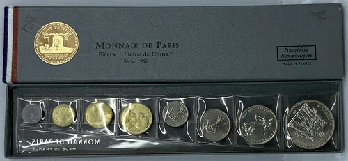 1966 フランス HERCULES 50 10 5 1 FRANCS & サンタイム 8 コイン セット 2 はシルバー i114498