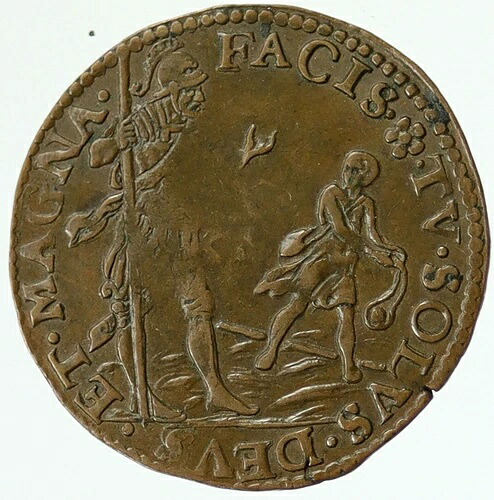 1578年 オランダ対スペイン ダビデとゴリアテ アンティーク オールド ジェトンコイン i117000