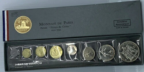 1966 フランス HERCULES 50 10 5 1 FRANCS & サンタイム 8 コイン セット 2 はシルバー i114497