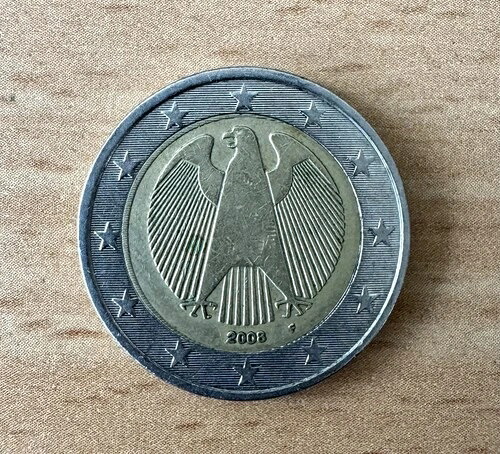 2ユーロ硬貨 2008年 ドイツ F (造幣局エラー)