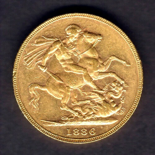 オーストラリア。1886年 メルボルン - セントジョージソブリン。aEF/EF - 光沢あり｜WORLD RESOURCE【QUEEN店】 349,965円