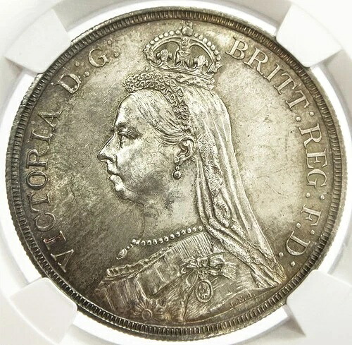 1887年 シルバー グレートブリテン 1クラウンジュビリーヘッド NGC ミントステート 64 ナイスアイ外観-