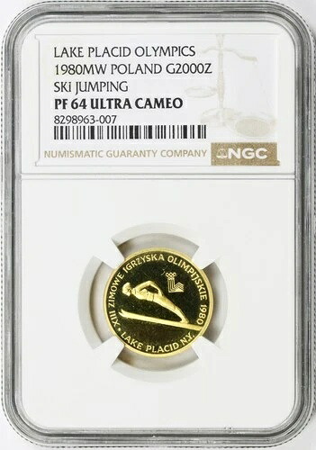 1980 MW ポーランド ゴールド 2000 ズウォティフ NGC PF64 ウルトラ カメオ - レイク プラシッド スキー ジャンプ